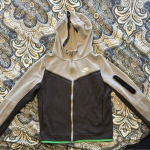 Nike Tech Gray and Black with Green Trim Zip Up Hoodie